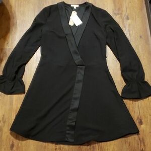 GB new with tags faux wrap little black dress ruffle cuffs